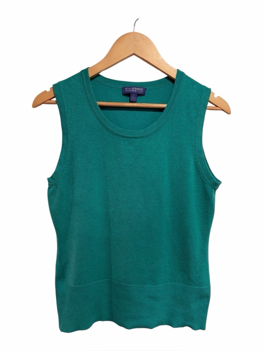 2/$25 Vivienne Tam Knit Turquoise Scoop Neck Sleeveless Tank Top Medium